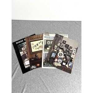 Vintage Lot 4 Cross Stitch Pattern Books Seashore Birds‎ Bath Canada Goose